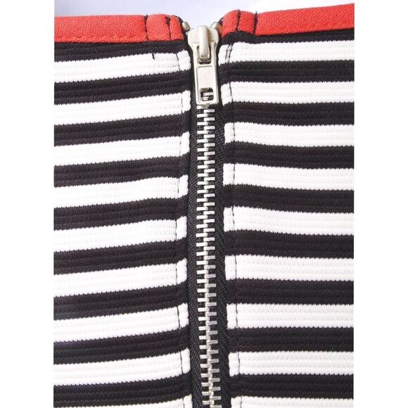 JODI KRISTOPHER Black & White Stripe Envelope Hem Fitted Dress Women's Size XS - Picture 4 of 5